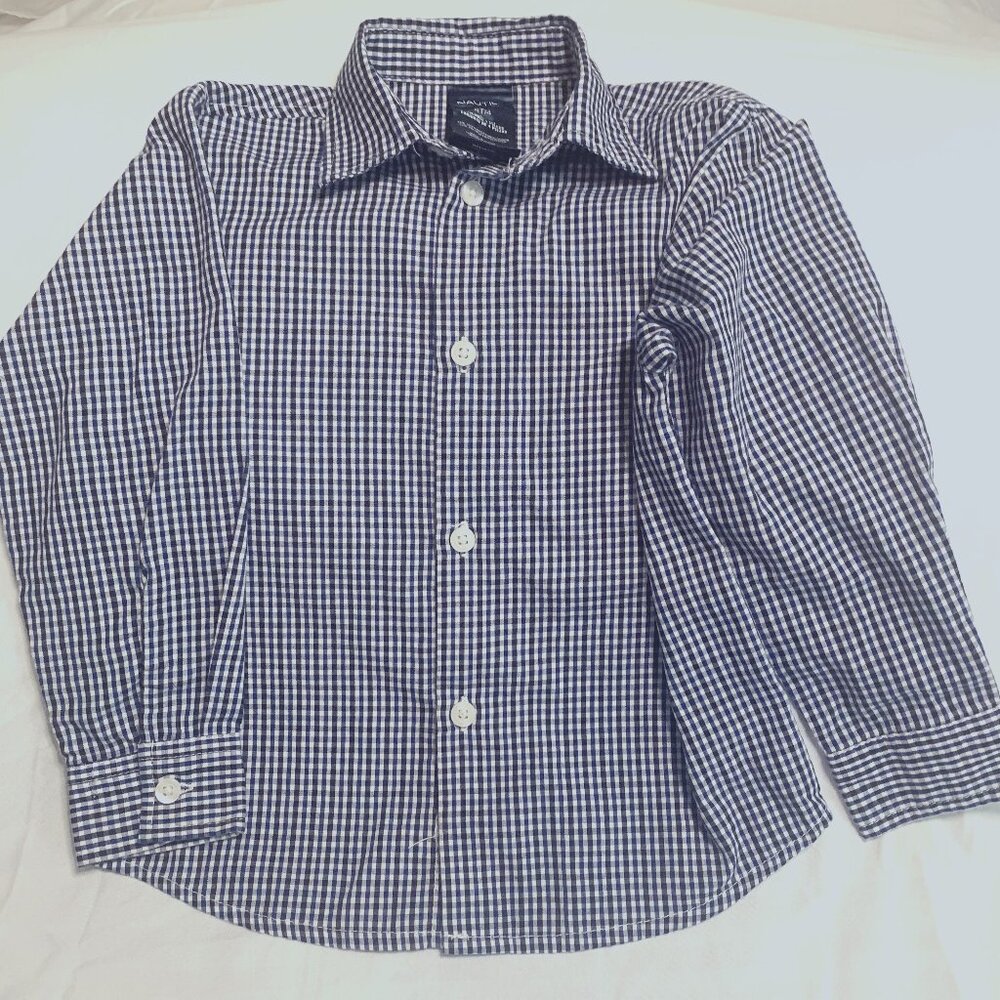 Nautica 4T plaid blue grey boy long sleeve shirt button down used excellent cond